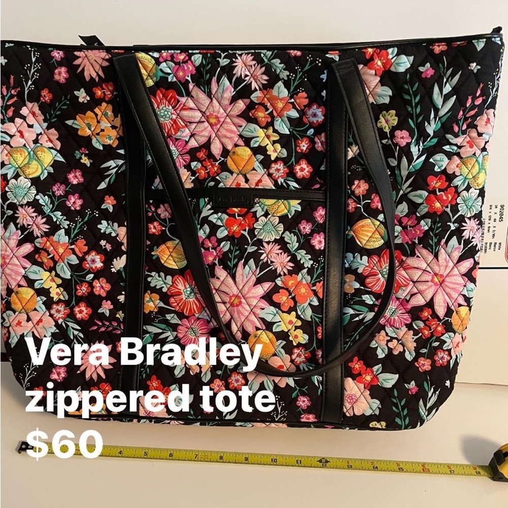Vera Bradley large zippered tote.